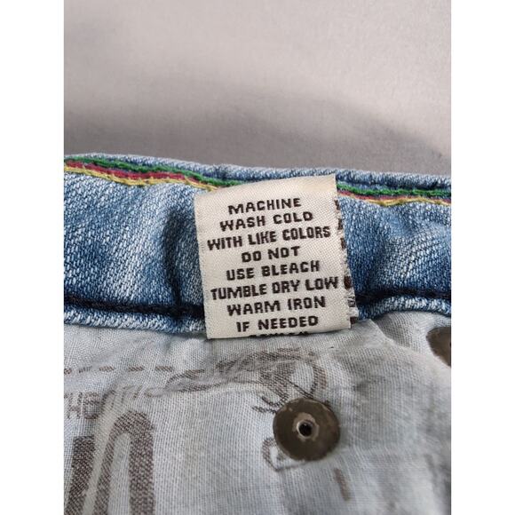 Y2K YNQ Distressed Denim Bermuda Shorts Womens Sz 11 Cutoff Raw Hem Ripped - Picture 11 of 13